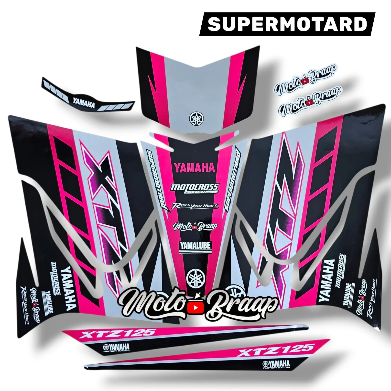 Xtz 125 calcomanias SUPERMOTARD Fucsia