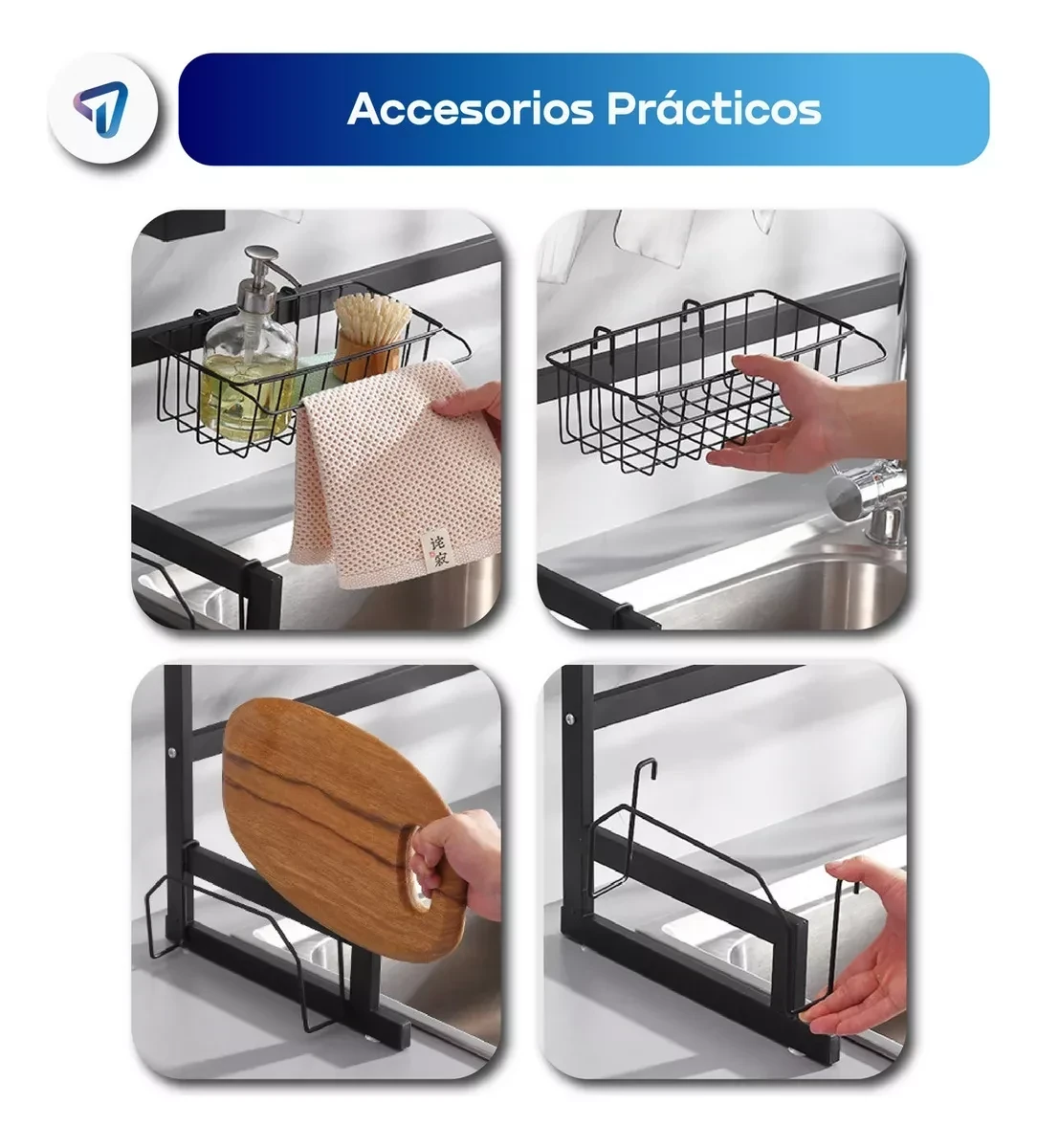 SECAPLATOS ESCURRIDOR GRANDE NEGRO SOBRE BACHA WAGGS  SEPL01 3