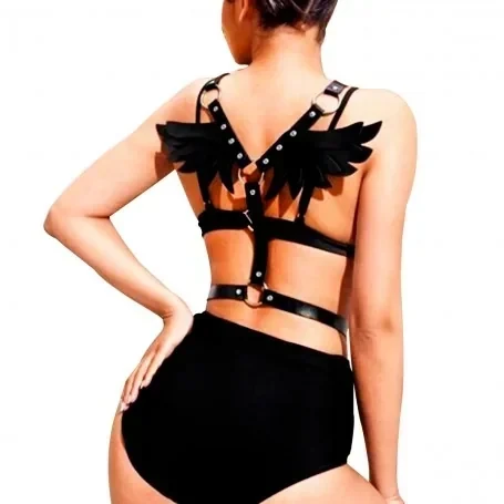 Arnés con Alas Charol Negro 3
