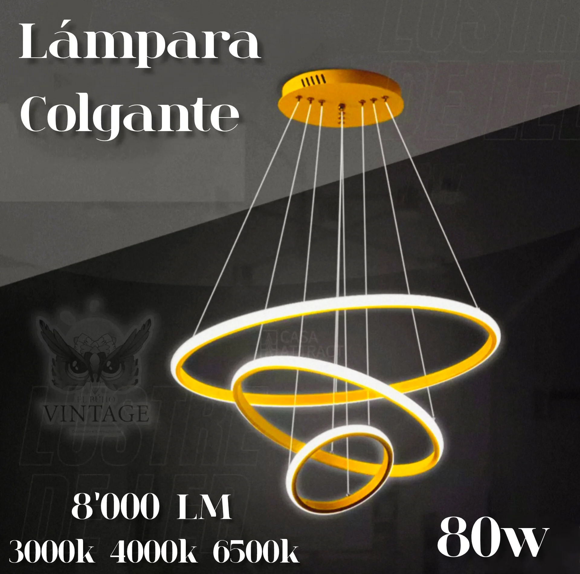 Lámpara Colgante 03 tonos de luces 
