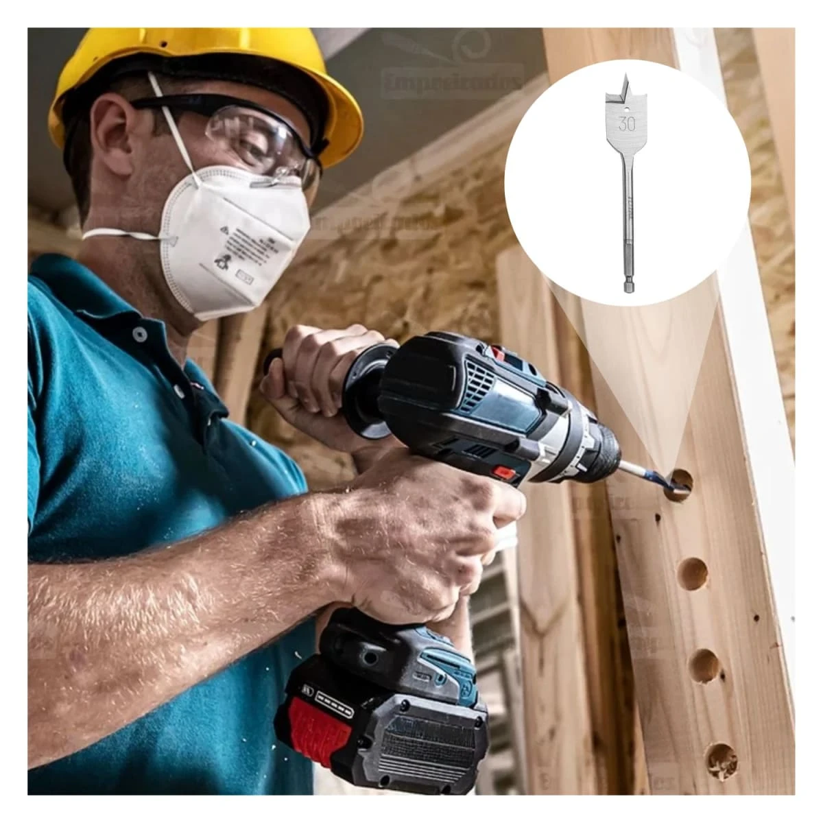 TACSDL1201 Set de brocas planas para madera 12 piezas total 5