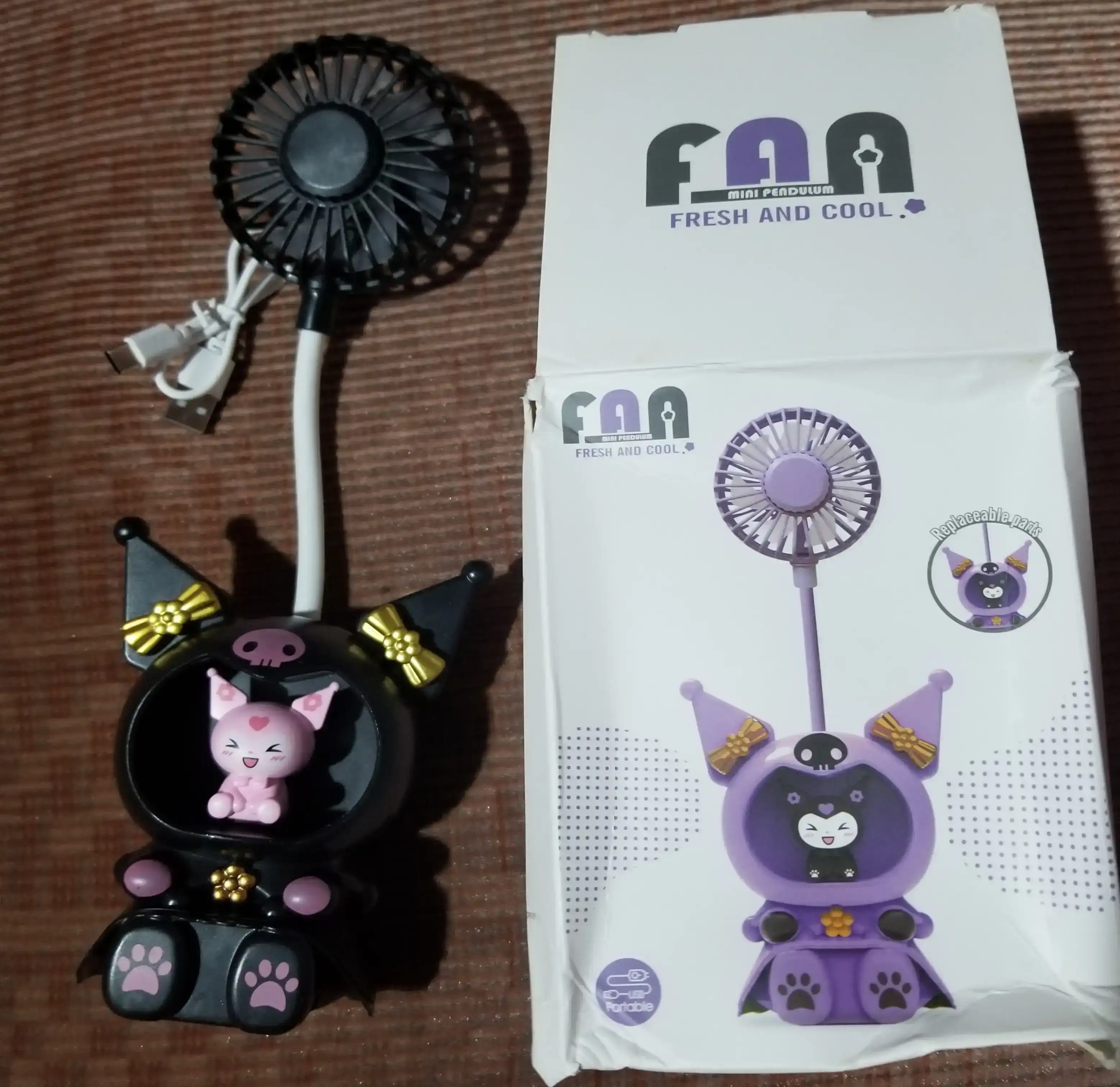 Ventilador kuromi Negro