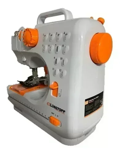 Máquina De Coser Recta Lusqtoff Mcs12l-8 Blanca Y Naranja 3