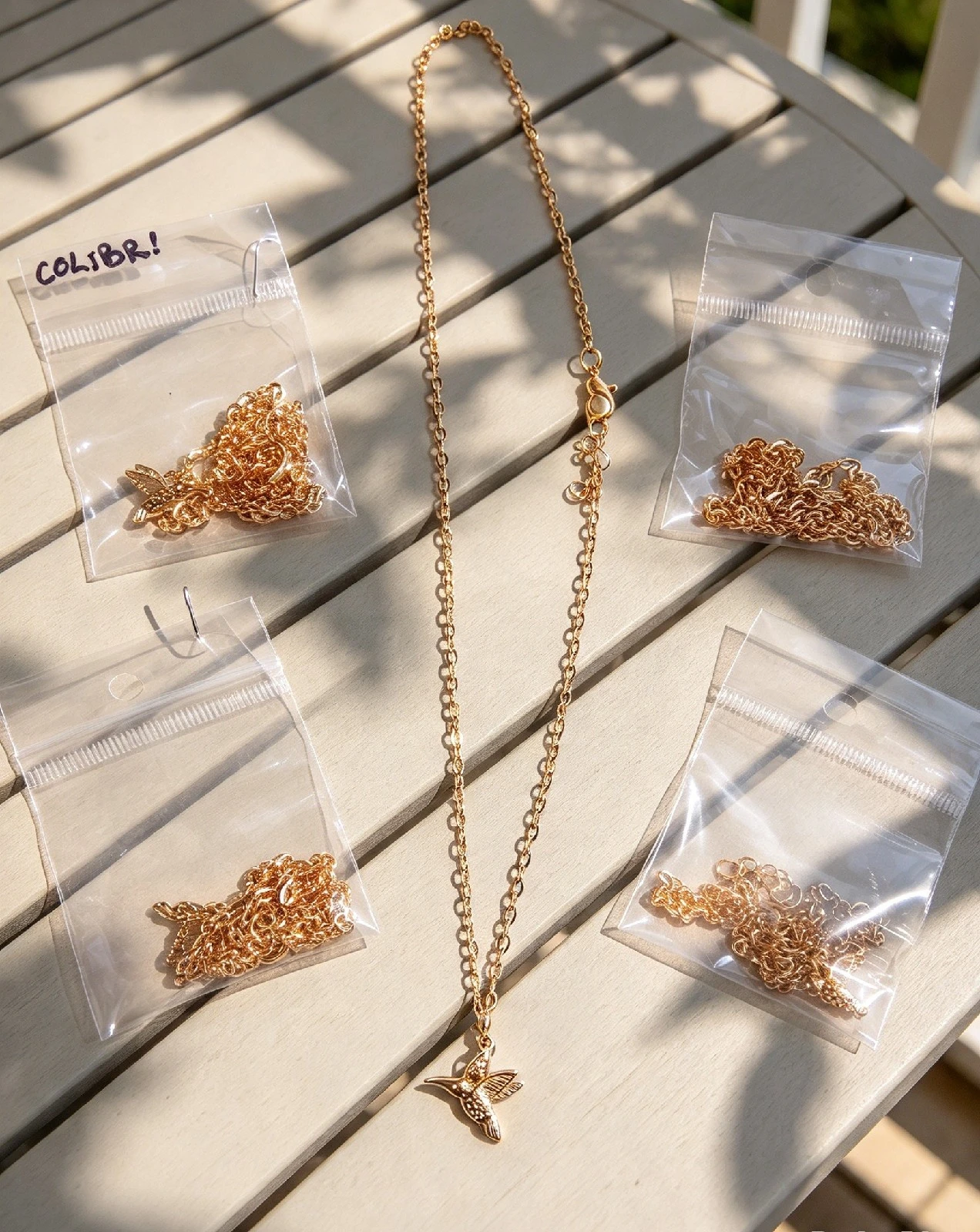 LIQUIDACIÓN Lote 5 collares colibrí dorados