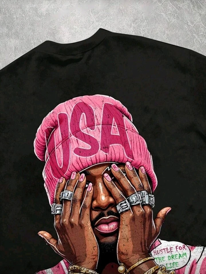 Camiseta de manga curta e gola redonda de corte solto com estampa gráfica retrô  2