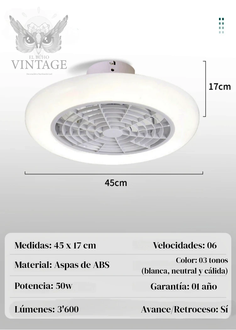 Plafón Led Con Ventilador 50w 4