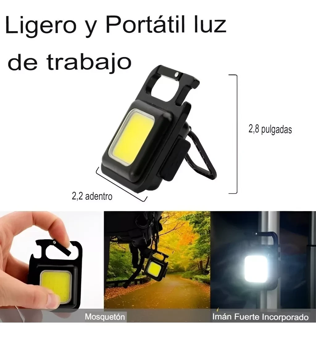 Linterna Llavero Led Cob Gancho Iman Recargable 2