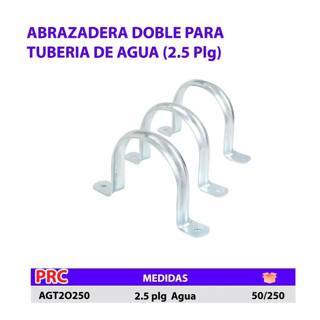 ABRAZADERA Doble TUBERIA 2.5" Agua