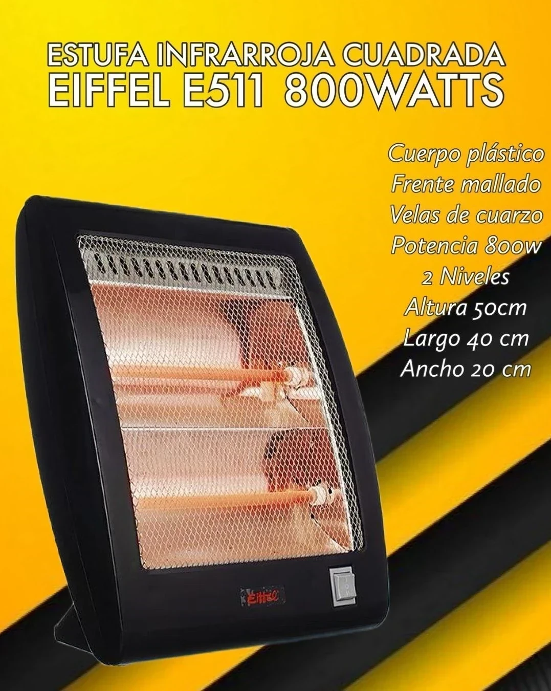 ESTUFA INFRARROJA EIFFEL 2 VELAS 800W
