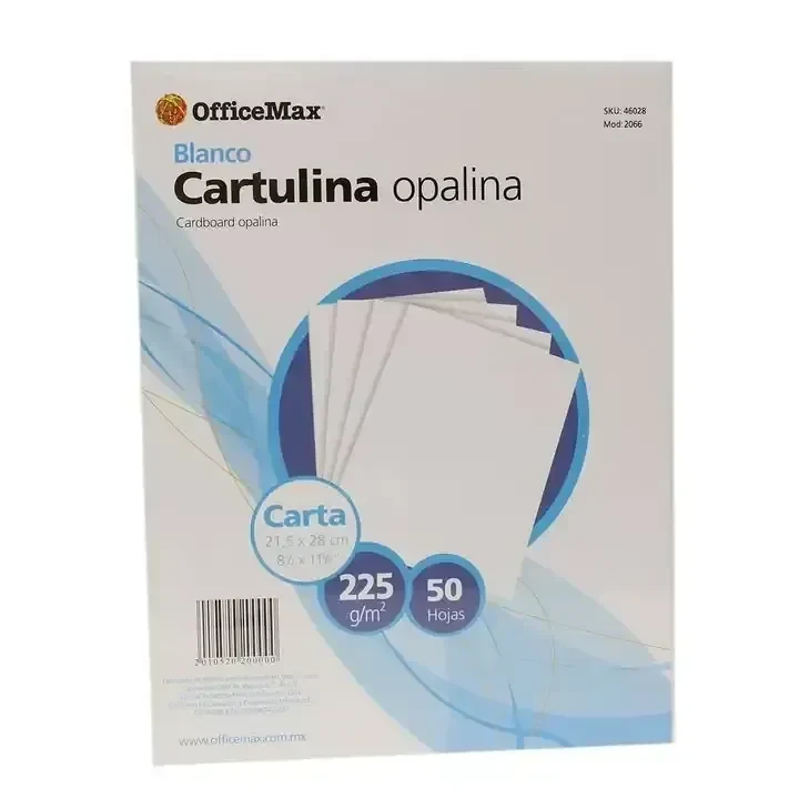 Hoja opalina paquete de 100  cartulina blanca