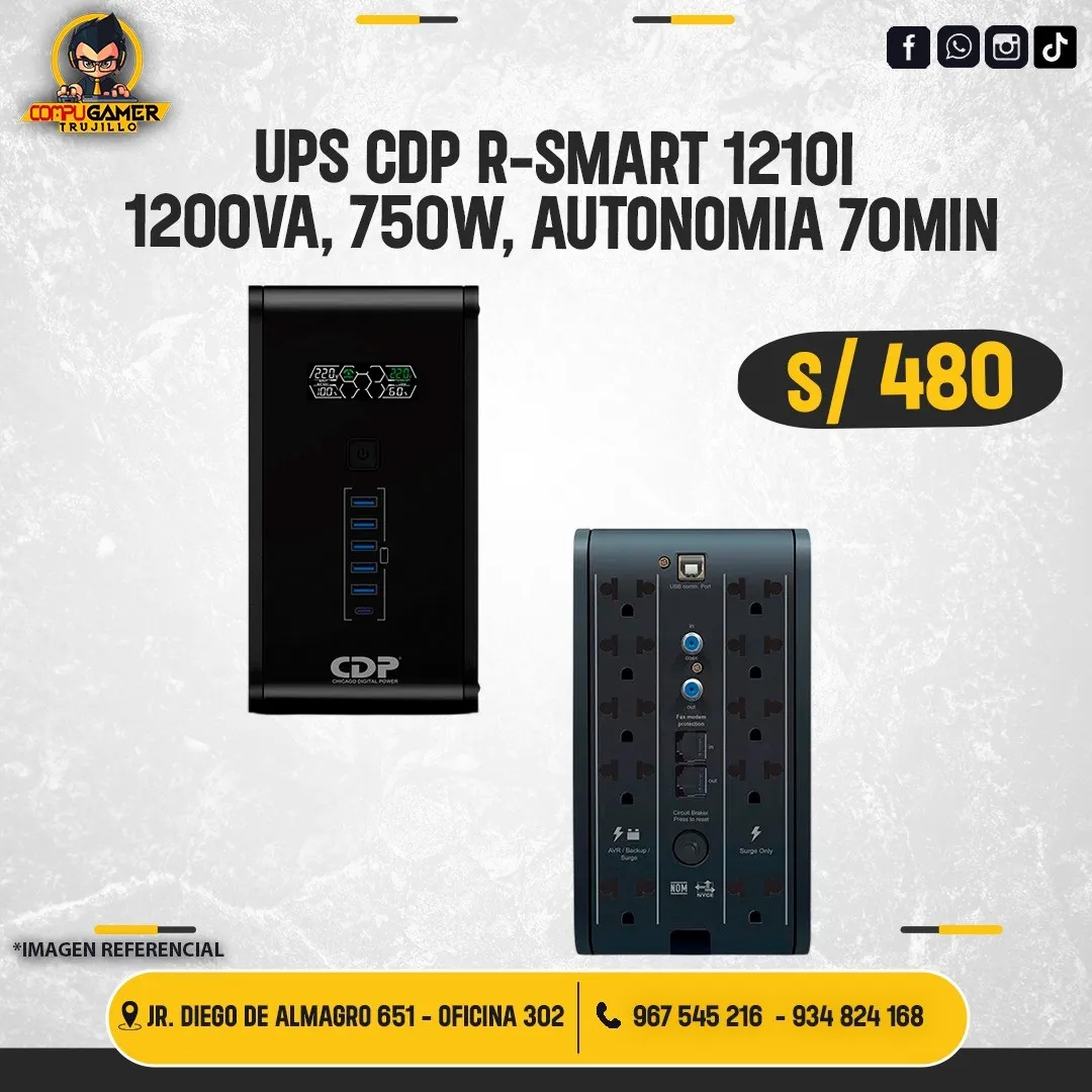 UPS CDP R- SMART 12I0I, 1200VA, 750W, BLACK 