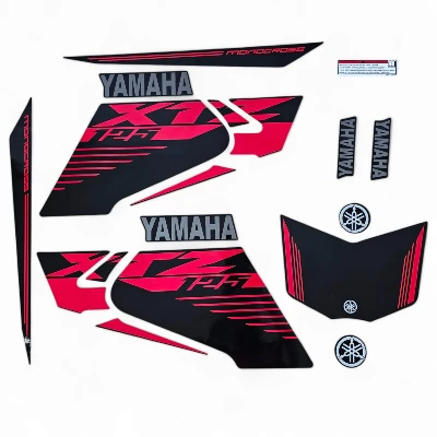 XTZ 125 Calcomanias 2023 negro con lineas rojas
