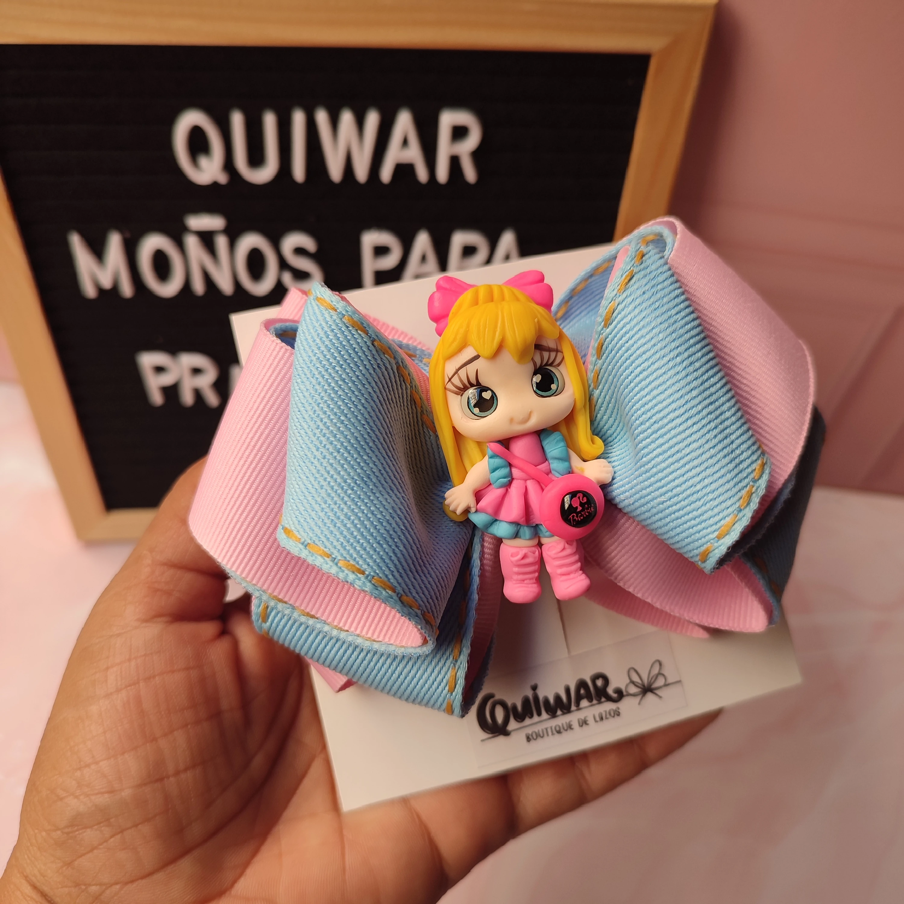 Lazo Jean con rosado Aplique Barbie