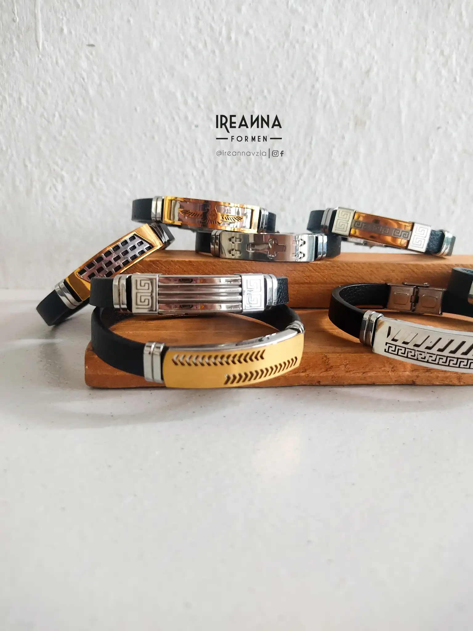 Pulseras cuero con acero  4