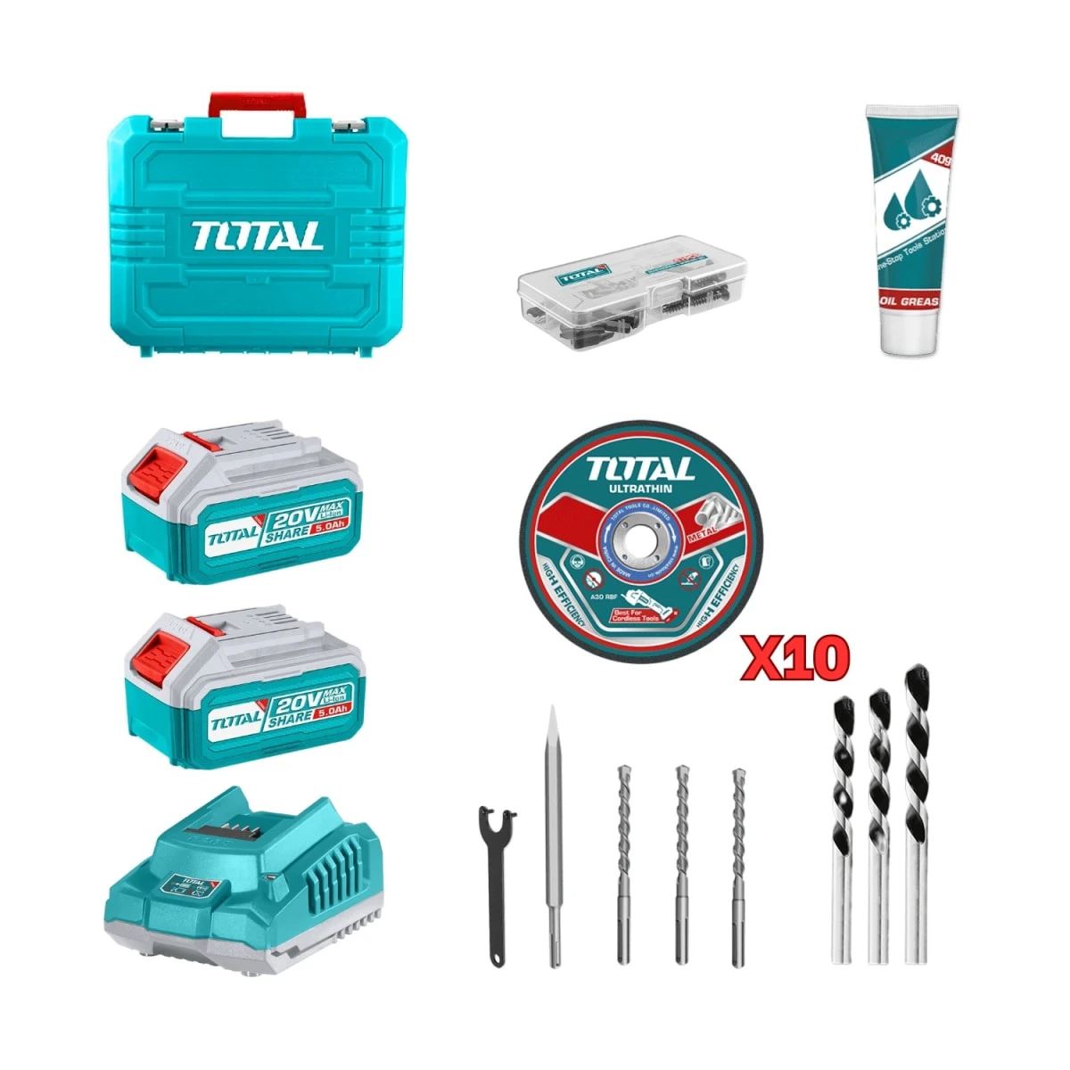 TOSLI241183 Taladro percutor 66nm + rotomartillo + amoladora industrial total  2