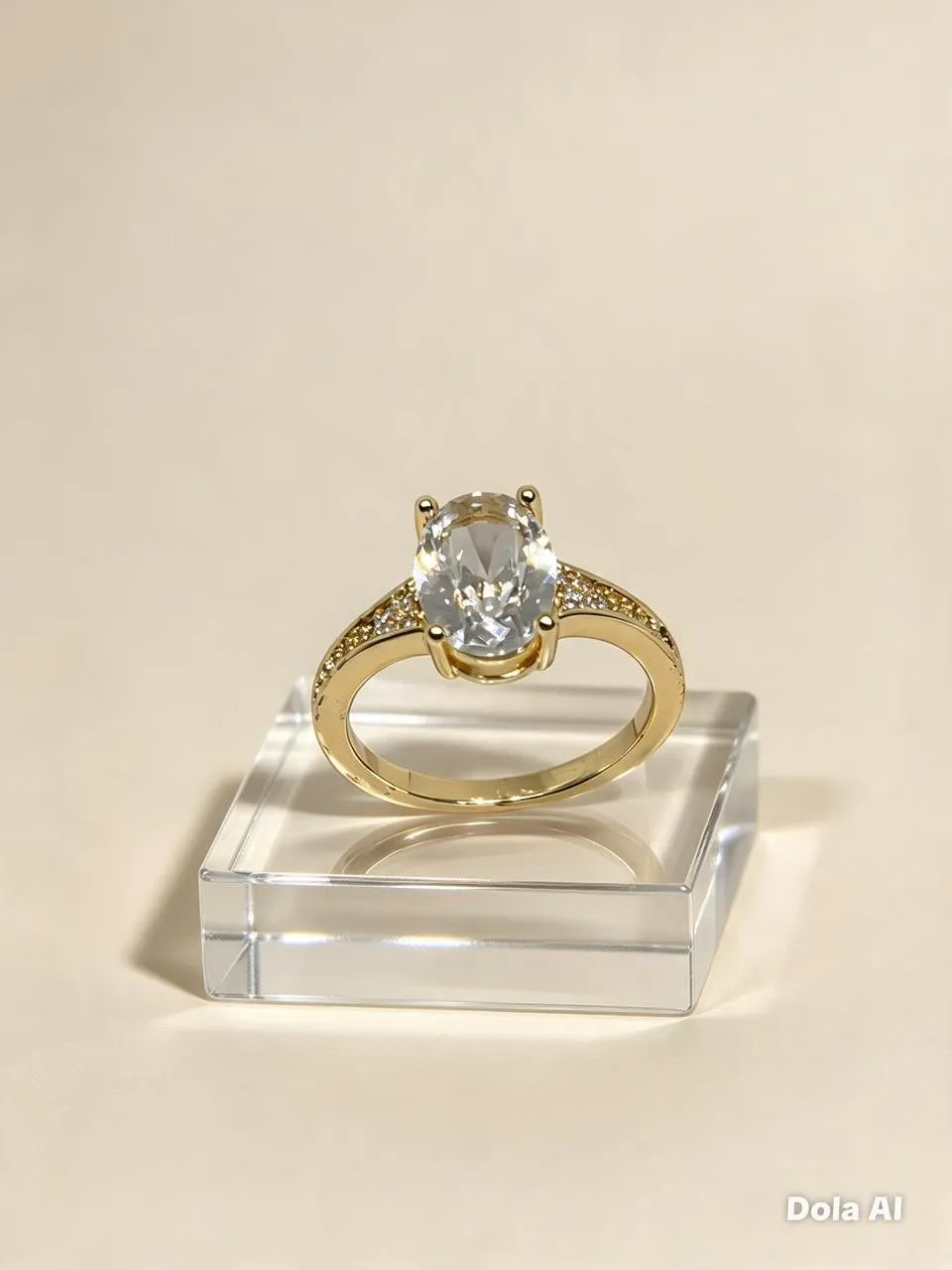 Anillo piedra ovalada de cristal 