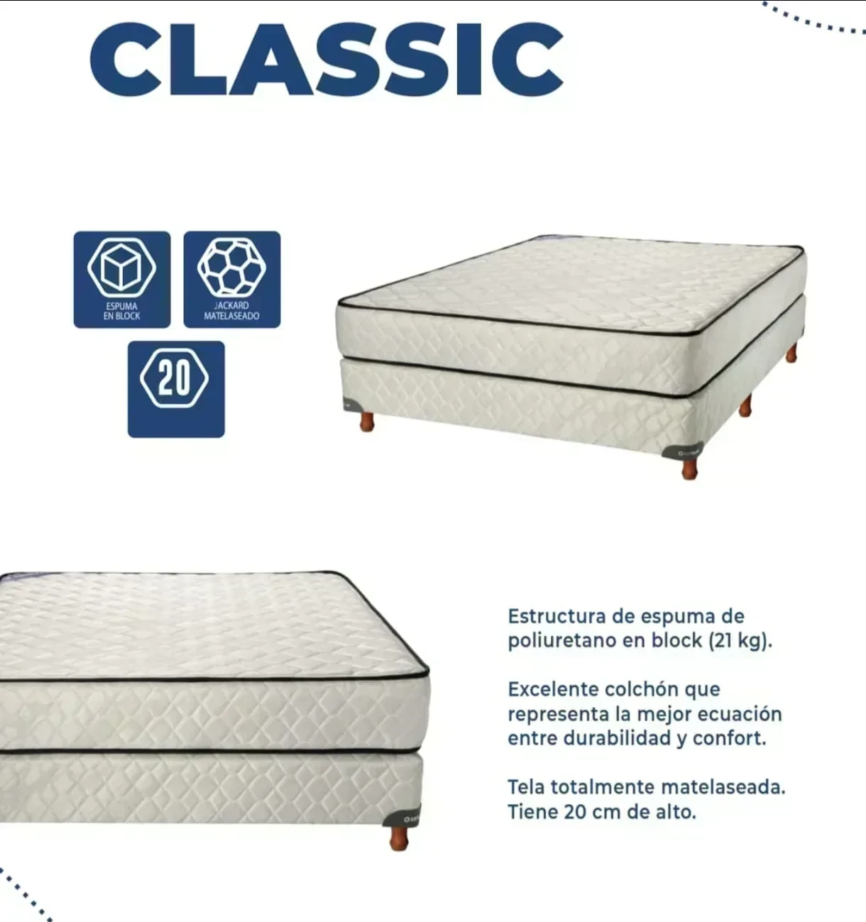 Sommier de una Plaza Goma Espuma Reforzada  (0.80 MT X 1.90 MT)