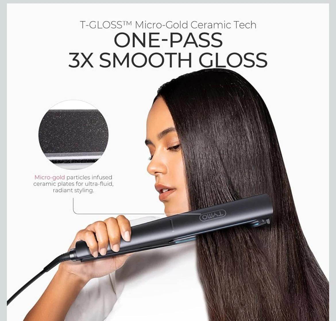 TYMO Plancha plana 2.0 para mujer, plancha de pelo 2 en 1 de largo de cerámica profesional 2 en 1 para un estilo rápido y suave, innovador diseño hueco para aumentar los rizos, 1,640.4 ft iónico, negro 2