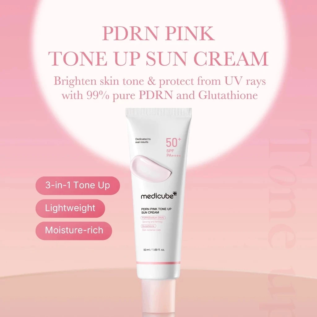 Medicube PDRN Crema solar iluminadora rosa SPF 50