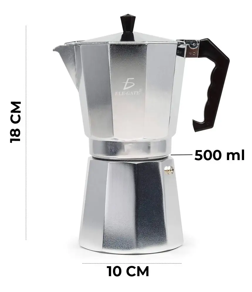 Cafetera italiana manual plateada 500 ml 2