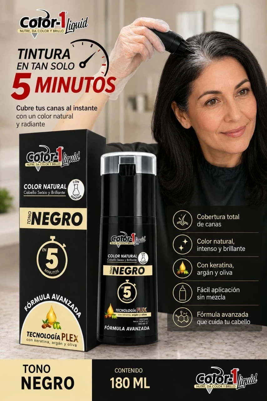 color-1 tinte 5 minutos x180 ml tono negro