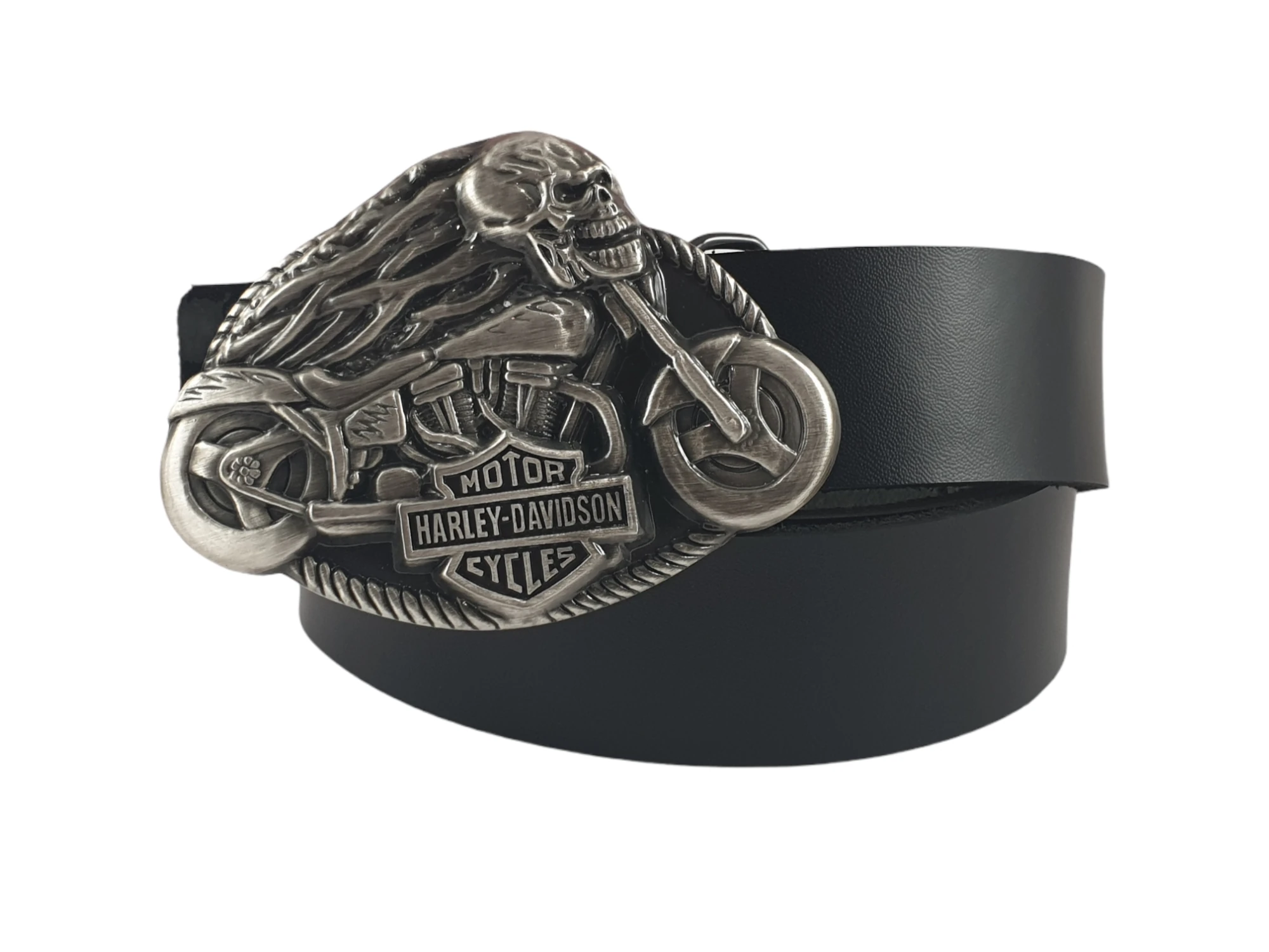 Faja cuero vaqueta hebilla Harley Davison