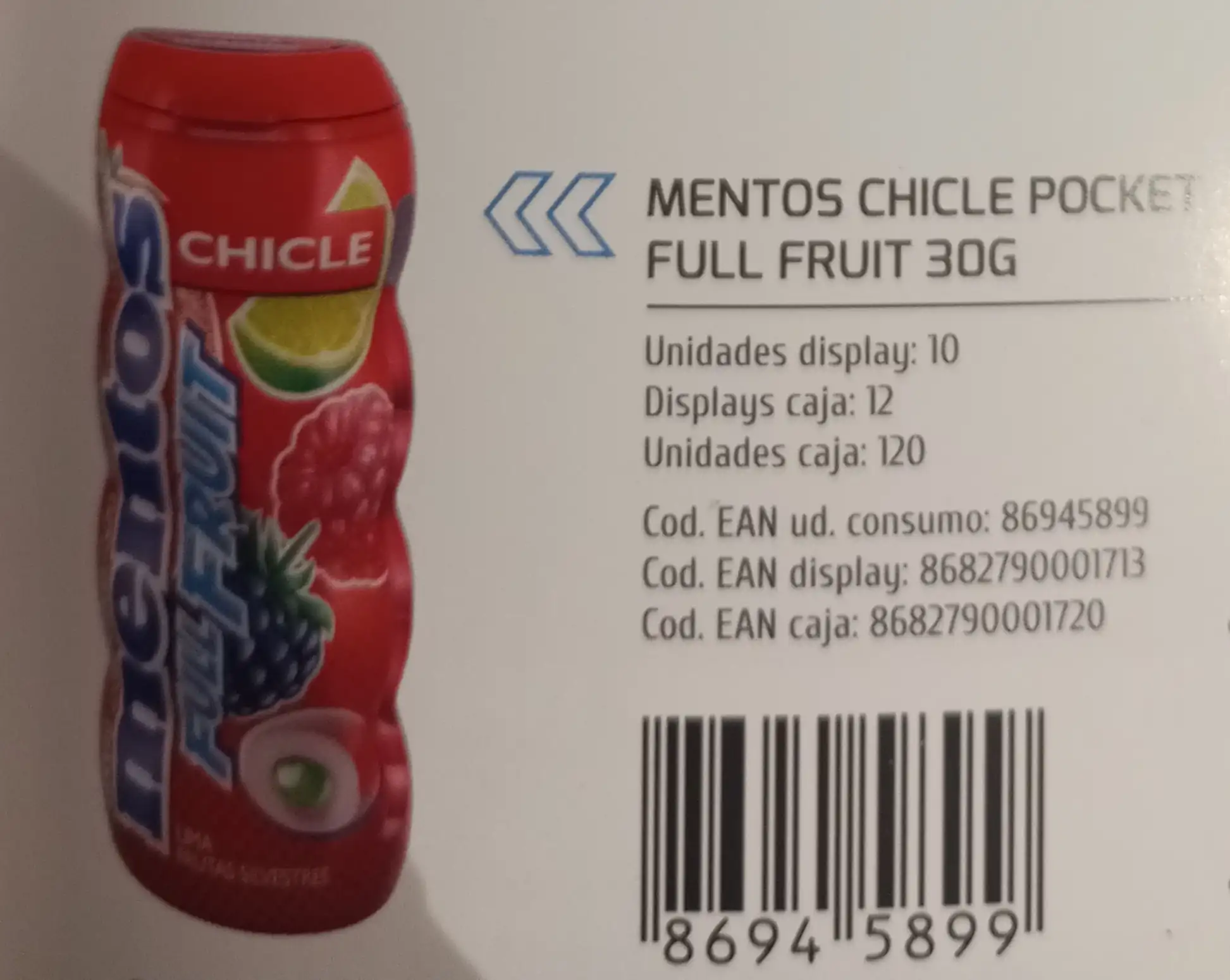 MENTOS CHICLE POCKET FULL FRUIT