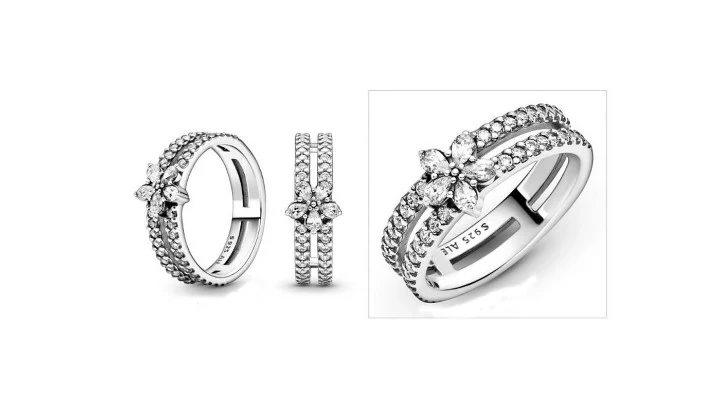 Anillo Copo de Nieve Brillante Doble  3