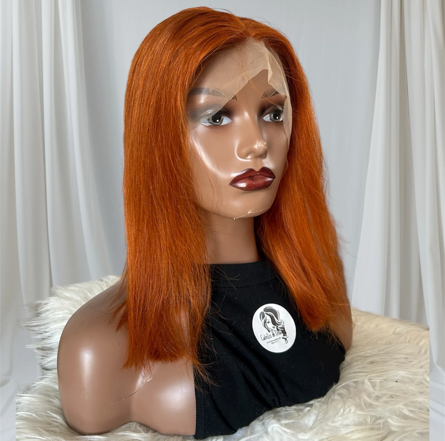  Peluca Bob cabello humano con encaje frontal de 13 x 4 de jengibre #350 2