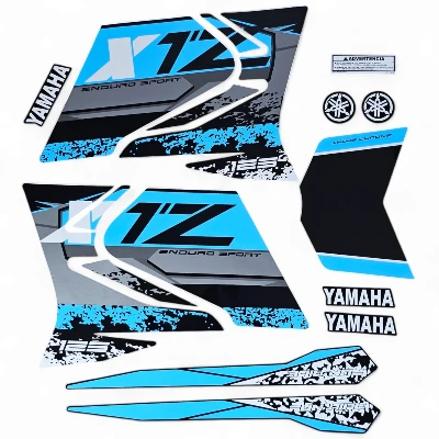 XTZ 125 Calcomanias 2022 Fun Ride Celeste con negro