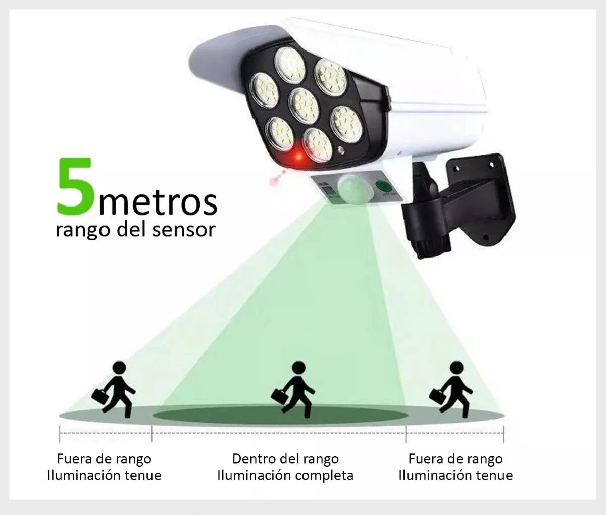 Lampara Led Solar con sensor de movimiento tipo camara  5