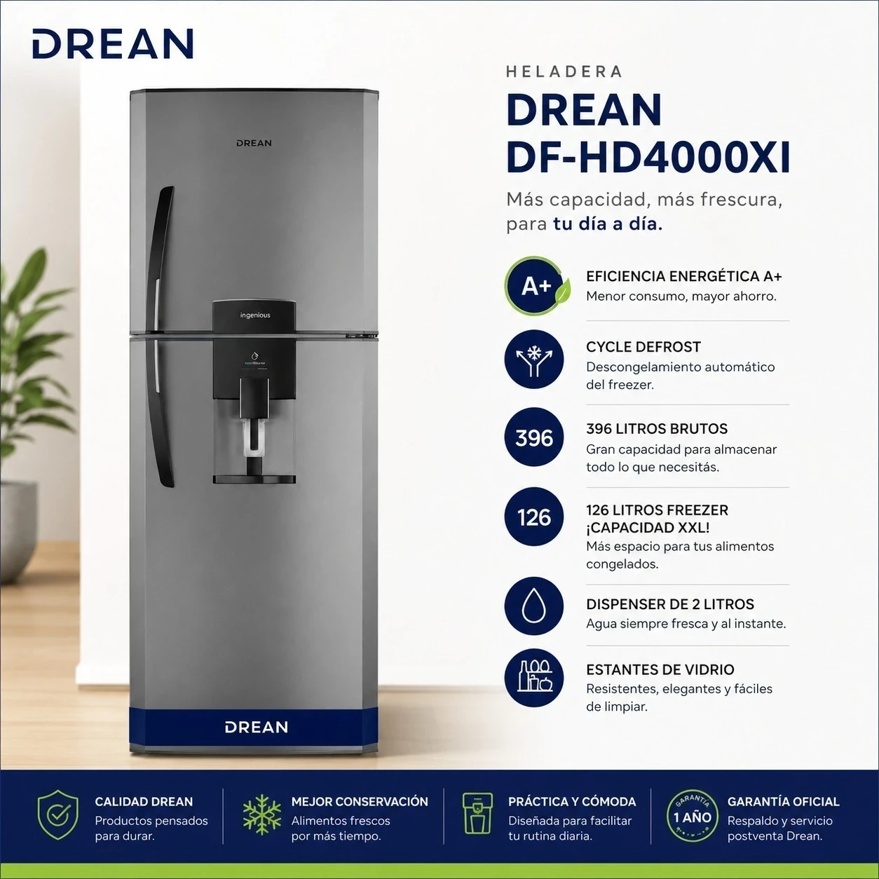 HELADERA DREAN 396LT DF-HD4000XI