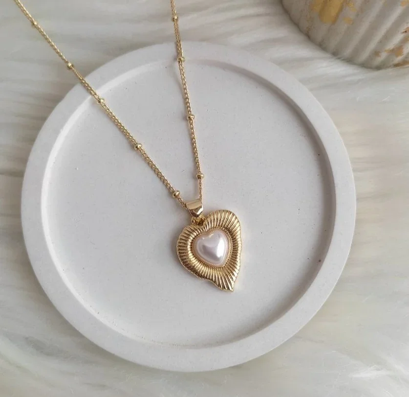 CADENA CORAZÓN PERLADO