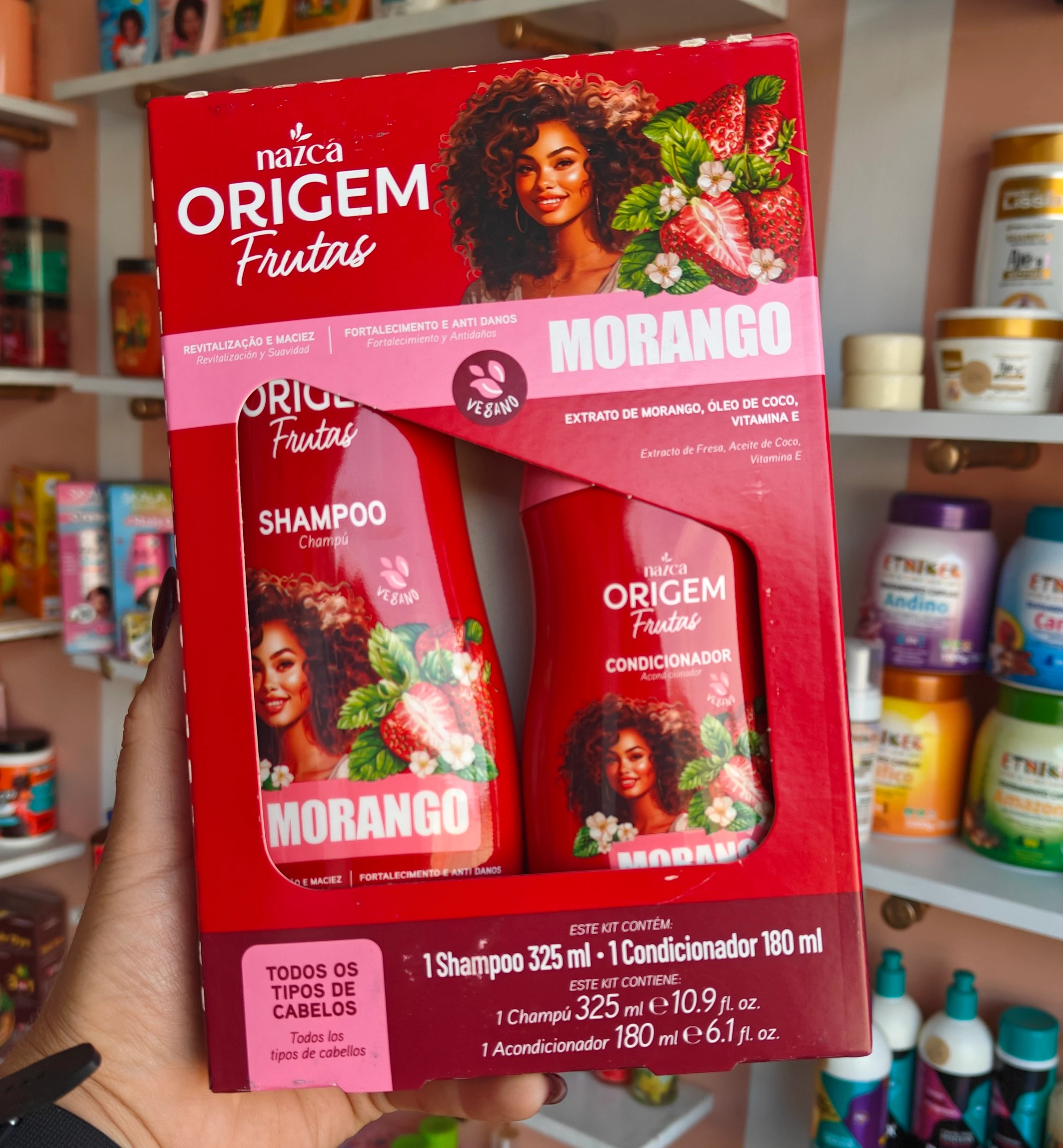 Kit de shampoo y acondicionador morango