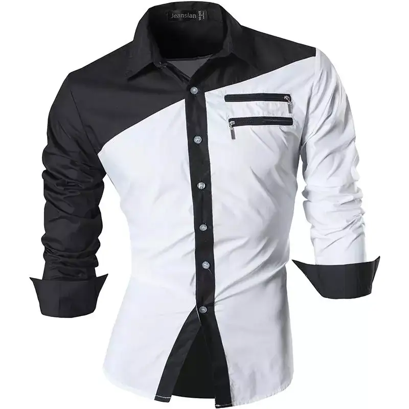 Jeansian-camisas de vestir informales para hombre 3
