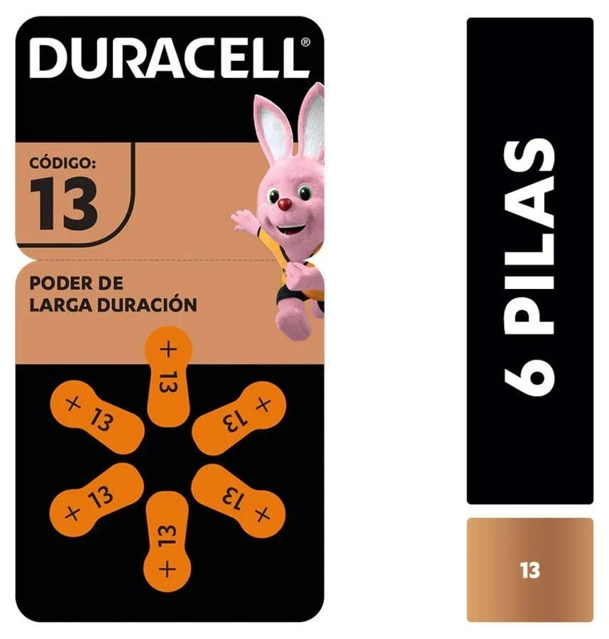 Pilas para Audífonos Duracell Tamaño 13 (N13) Blíster 6 Unidades | Electrónica Joma