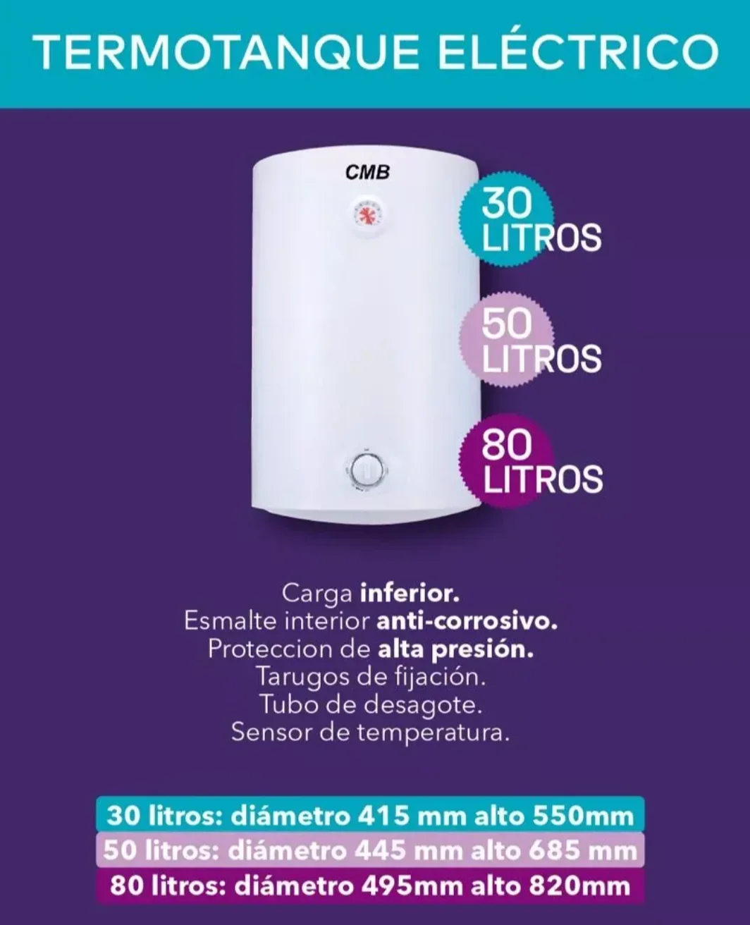 Temotanque CMB 50Lts c/inferioro 