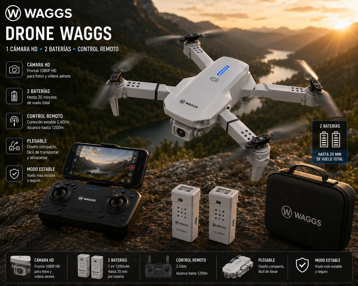 MINI DRONE UNA CAMARA 720p WAGGS