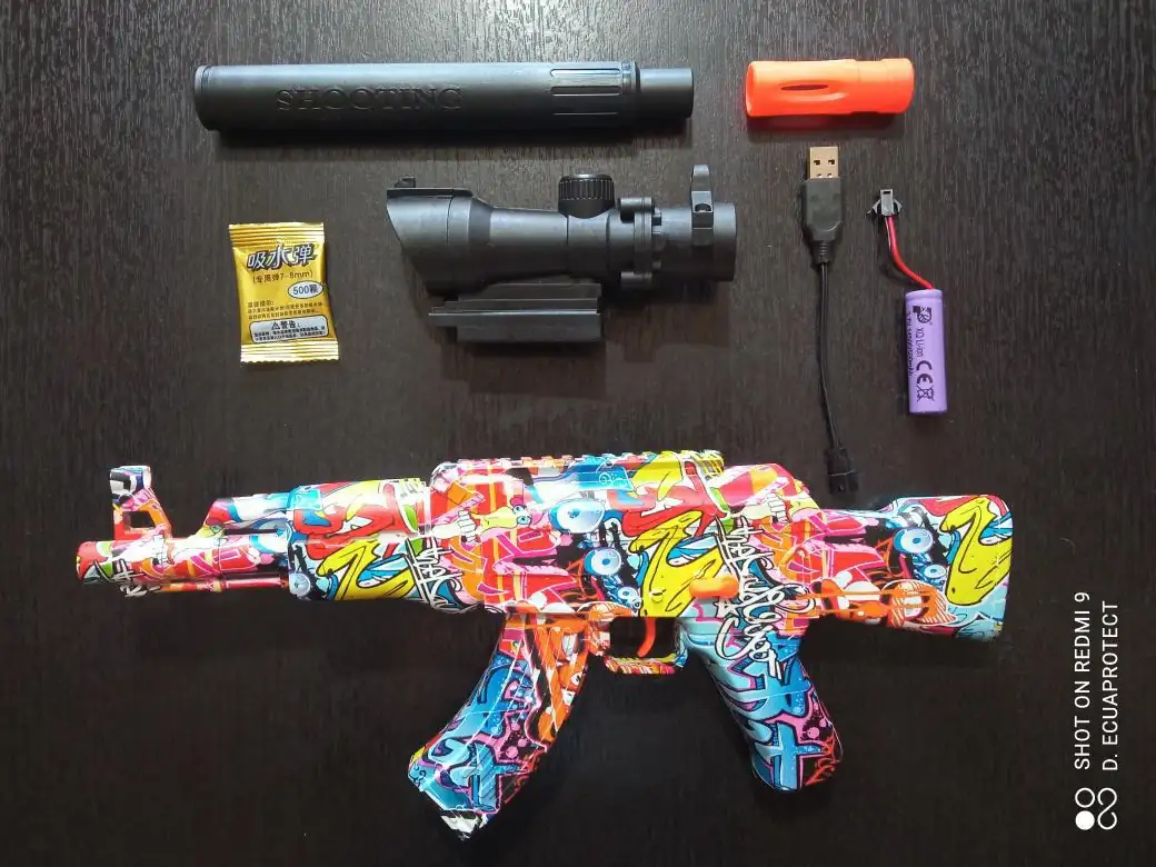 PISTOLA DE HIDROGEL AK47-1 🔴🟡🟢🔵