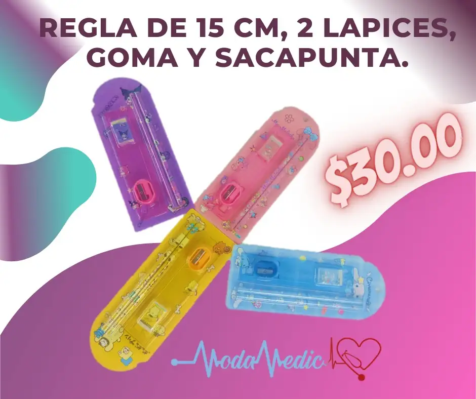 Regla con mapiz y goma