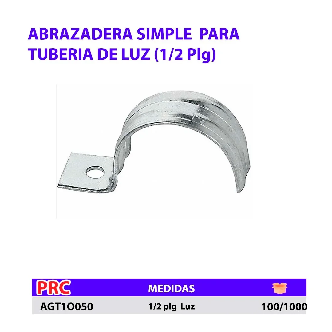 ABRAZADERA Simple TUBERIA 1/2" Luz