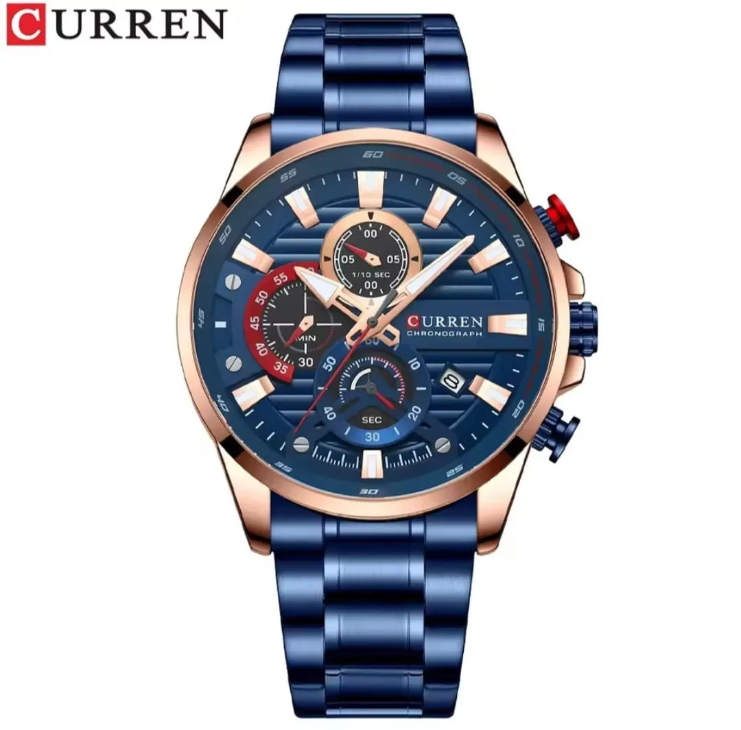 Reloj Curren Original Acero Cronografo 8415 Azul Cobrizo Fondo Azul 3