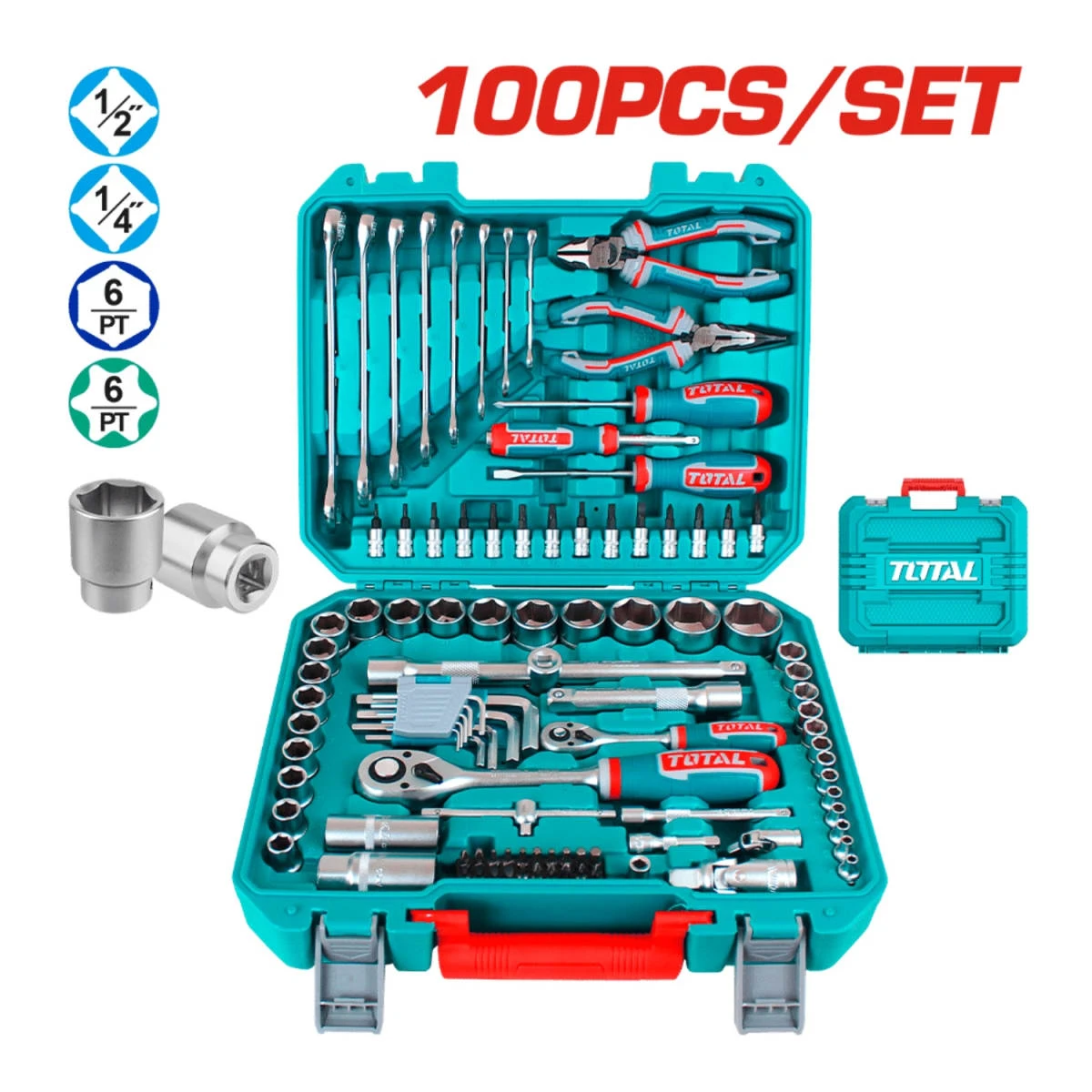 THKTHP21006 Set de herramientas combinadas 100pcs con maletin total