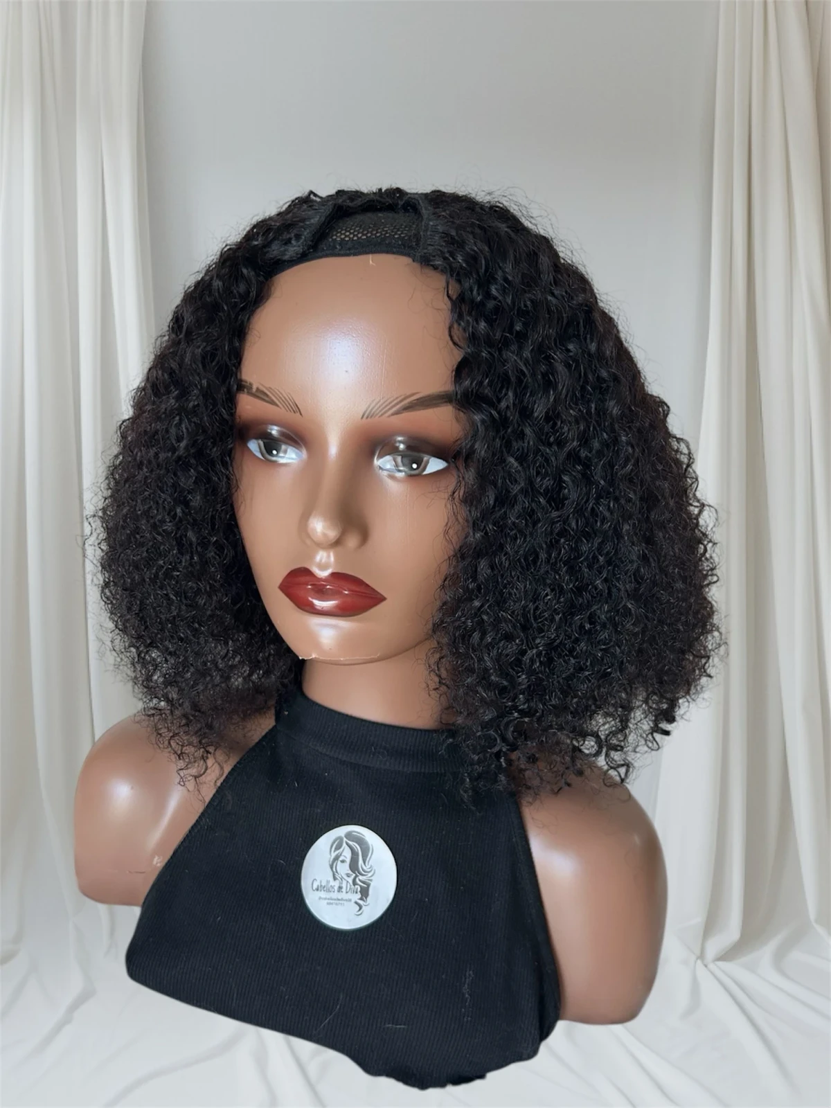 Peluca en V kinky afro de 14”, 180% densidas  3