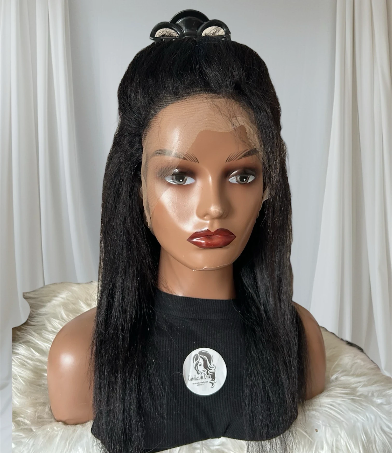  Pelucas de cabello humano yaki de 18 pulgadas frontal 360 2