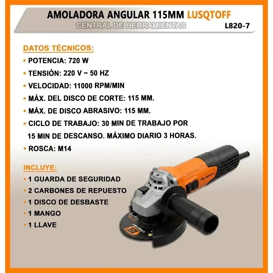 🛠️ Combo Profesional Lüsqtoff: Amoladora 720W + Taladro Percutor 710W 4