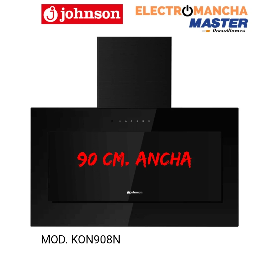 CAMPANA DECORATIVA JOHNSON KON908N 90 CM. 800M/3 CRISTAL NEGRO
