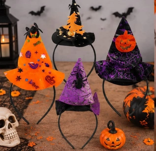 12 PIEZAS | DIADEMA SOMBRERO DE BRUJA
