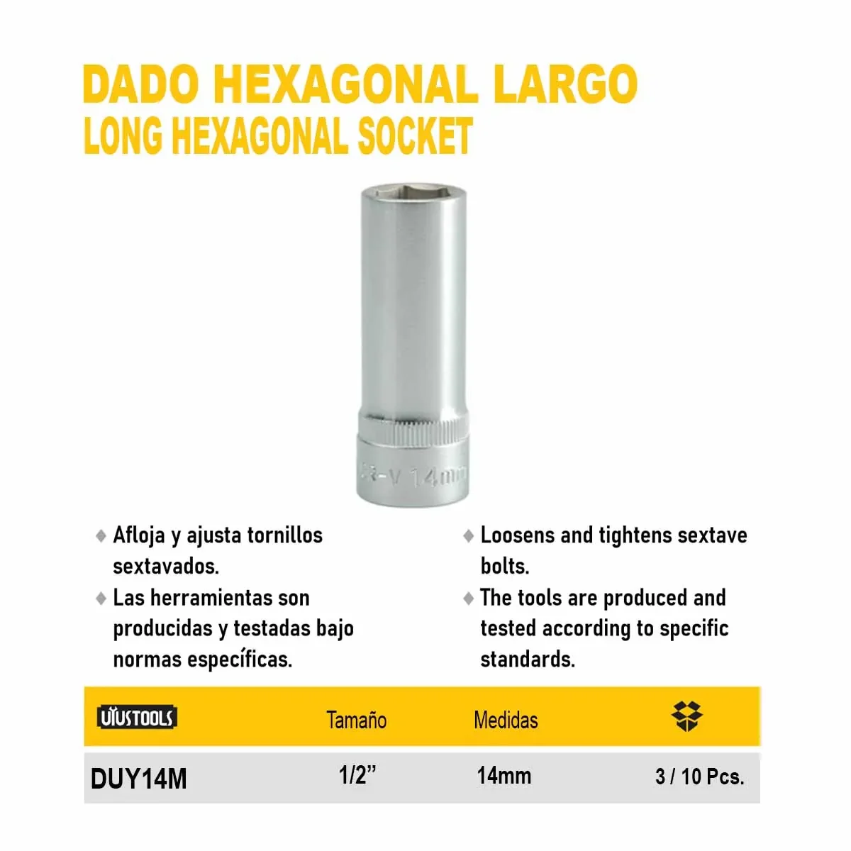 DADO HEX LARGO UYUST 1/2 14mm