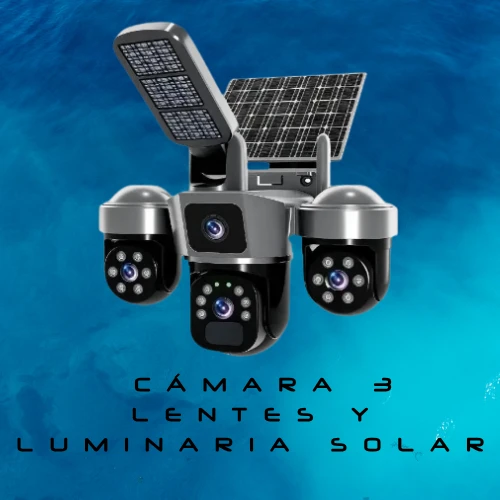 CÁMARA 3 LENTES Y LUMINARIA SOLAR